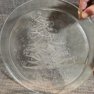 Duralex Christmas Holiday Tree Decorative Serving Platter / Plate